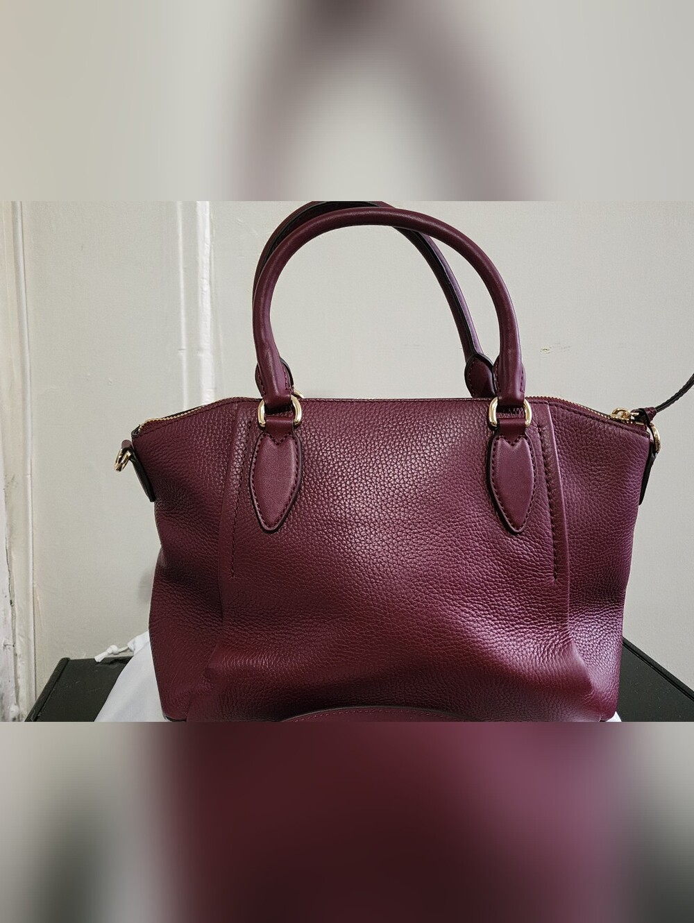 ‼️ON SALE‼️New Michael Kors Wine Pebbled Leather Crossbody Satchel - Picture 6 of 10
